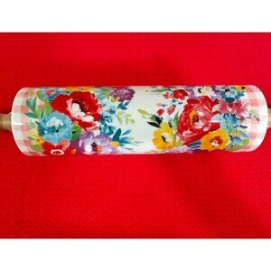 The Pioneer Woman Ceramic Rolling Pin Sweet Romance Blossom w/Acacia Handles NEW